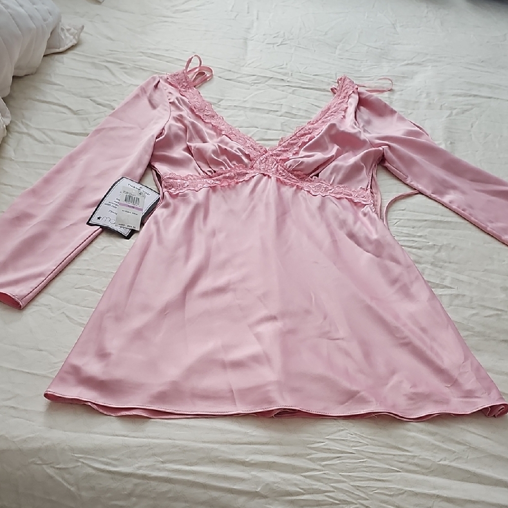 Elegant Pink Lace Trim Dress